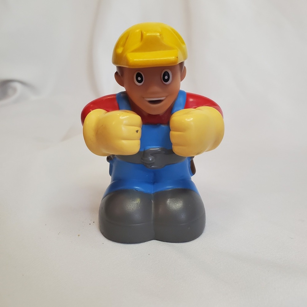 Construction Worker Man Little Tikes‎ Toy 3-1/4" Tall Yellow Hat